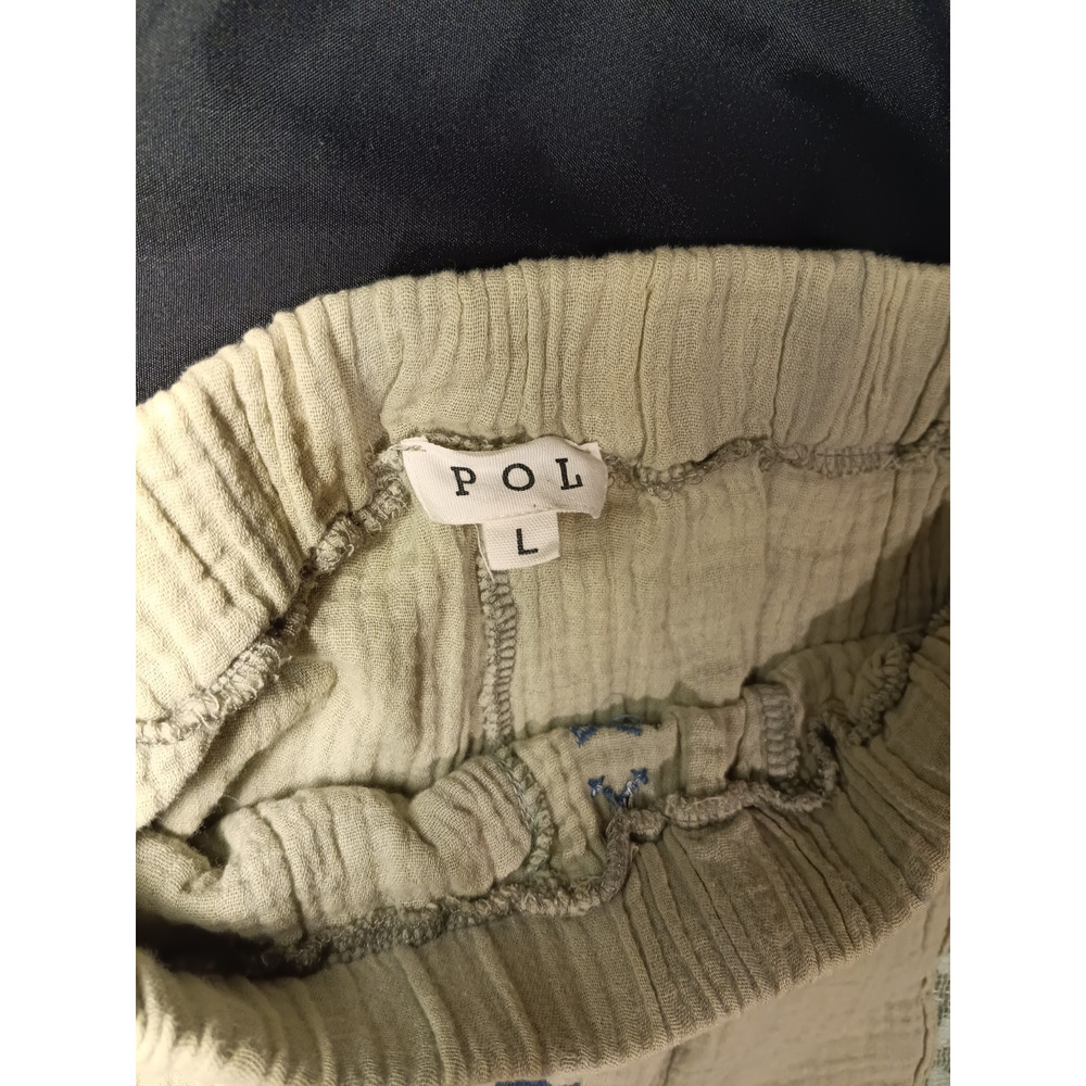 POL I'm So Fly Gauze + Lace Large Embroidered Slouchy Jogger Pants Harem Green - Picture 3 of 5